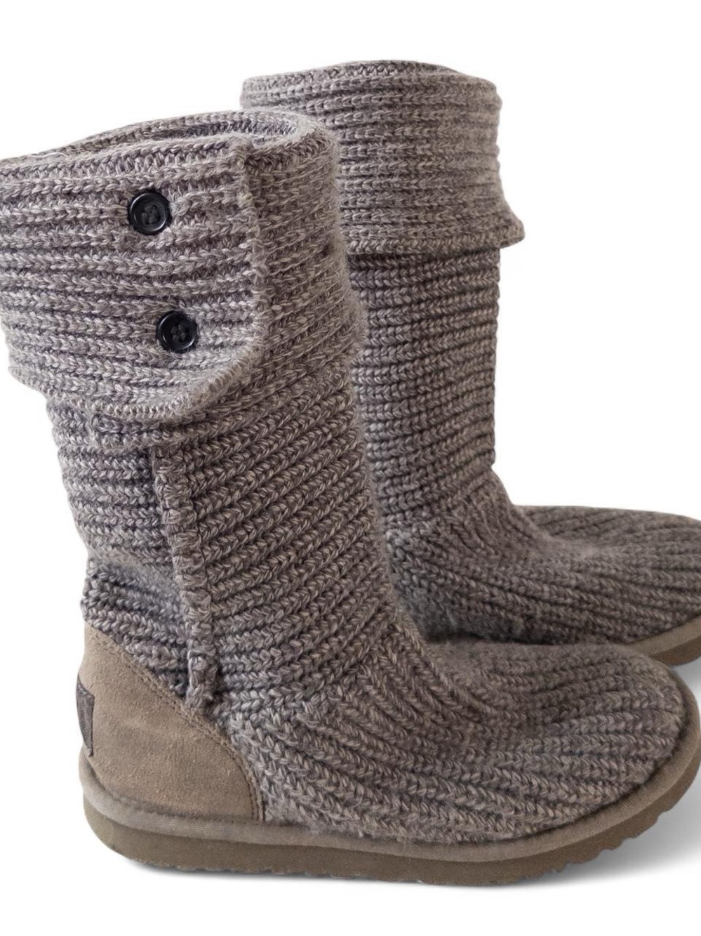 UGG Classic Cardy Gray Knit Sweater Boots Women’s Size 6 - Excellent Condition